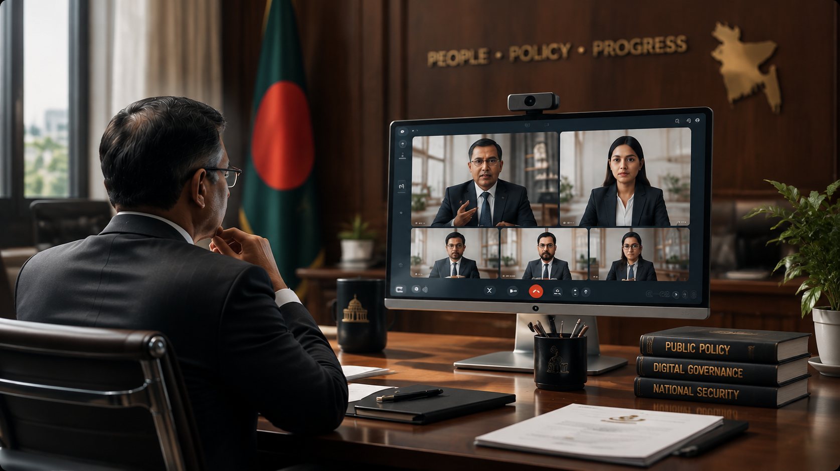 Government officials joining a secure REVE Meeting video conference